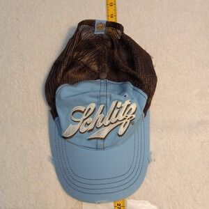 Schlitz Beer Breweriana Mesh Back Snapback Trucker Baseball Hat Cap LIGHT BLUE